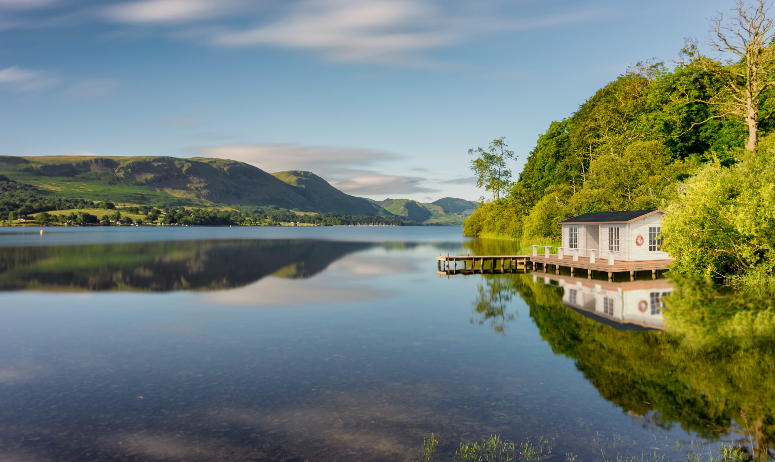 Ullswater Boathouse by the lake in the English Lake District.