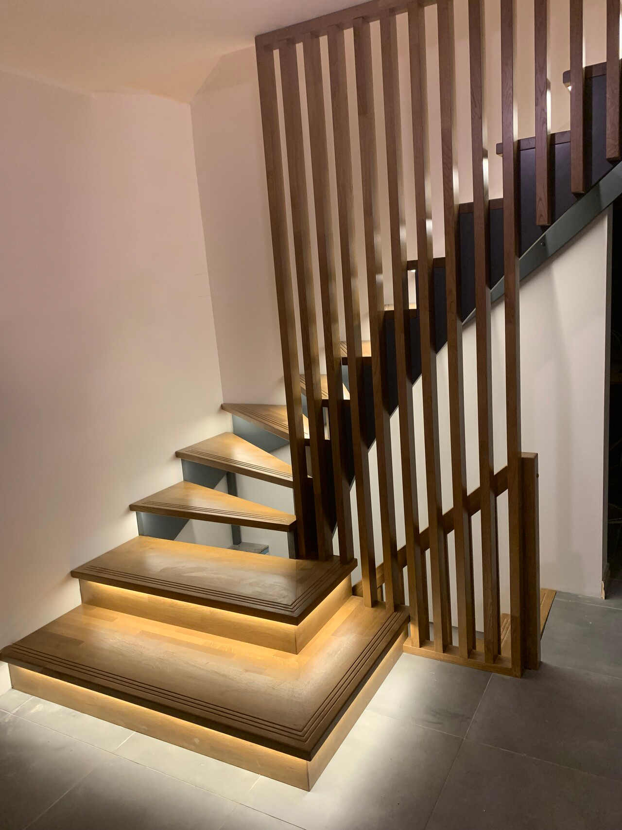 Custom-made design staircase, LED lighting