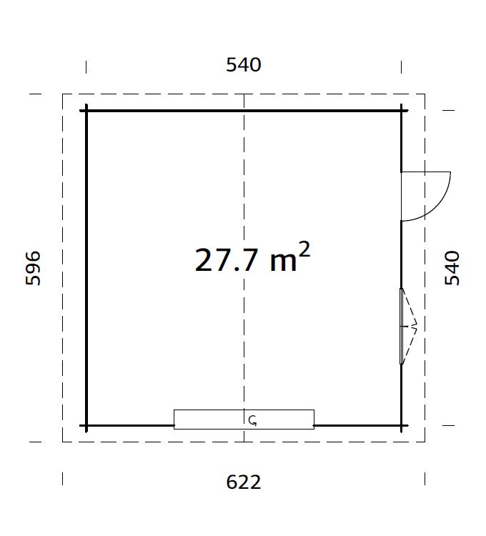 Reigo_27.7_m2_with_sectional_door_measures