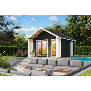 Vierasmaja Mura1 15,3 m² + terassi 3,9 m² tummanharmaa