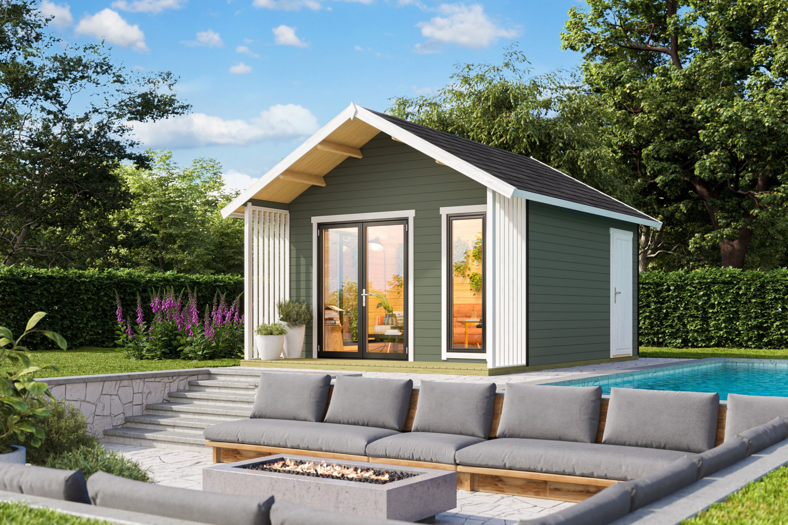 Vierasmaja Mura1 15,3 m² + terassi 3,9 m² vihreä