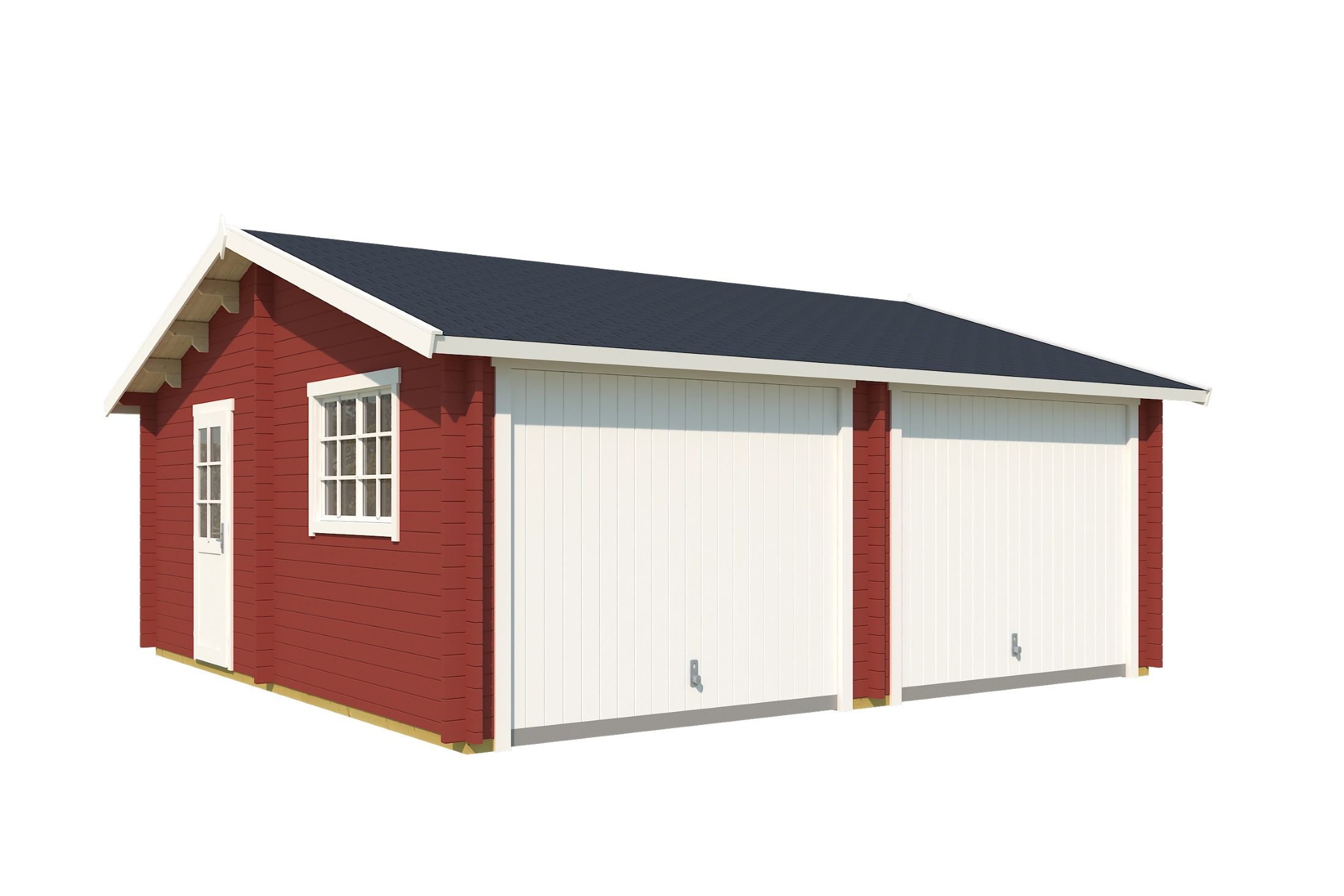 Autotalli Falkland Hörmannin kääntöovilla punainen