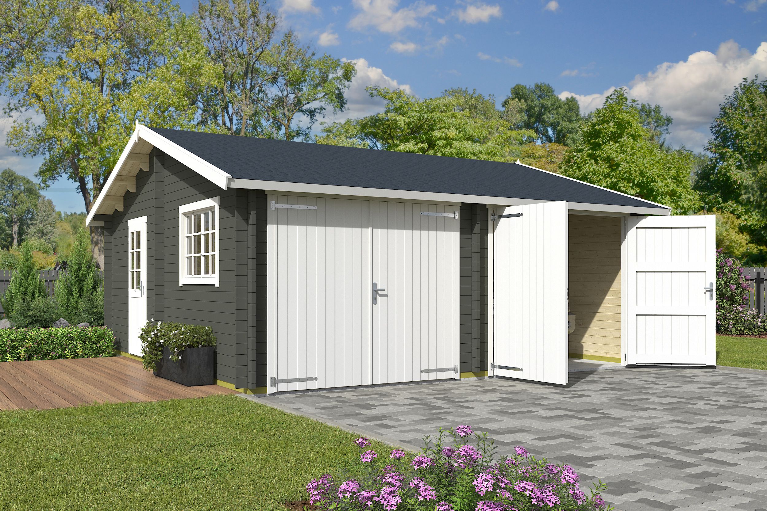 Autotalli Falkland vihreä