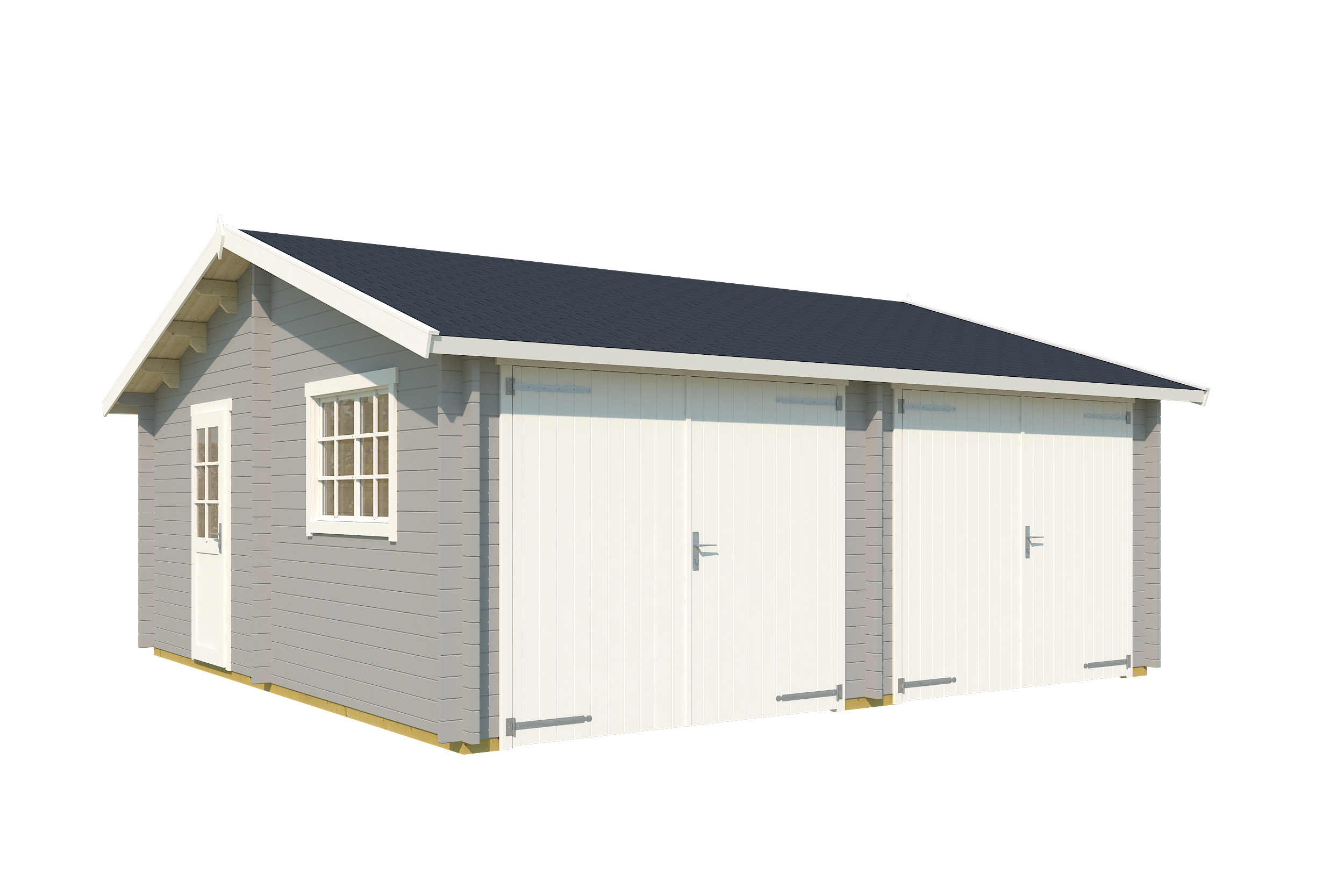 Autotalli Falkland porteilla vaaleanharmaa