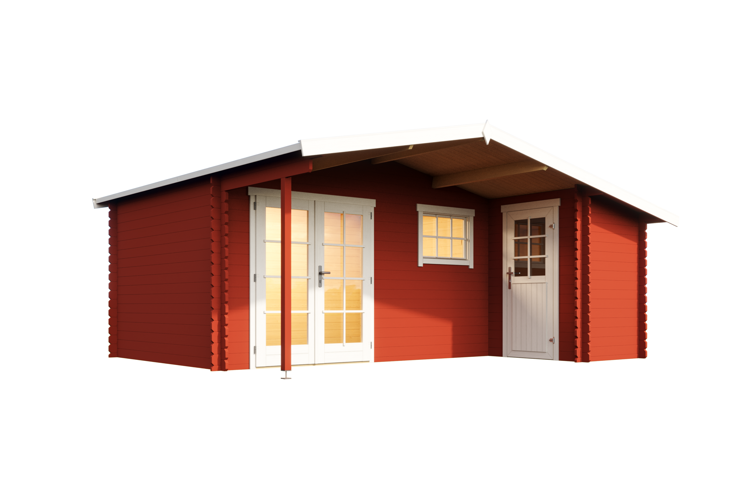 Vierasmaja Volle 15,1 m² varastotilalla + katos 5,9 m² punainen