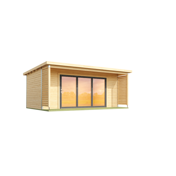 Pihamökki Live3 alumiiniliukuovella puuvalmis