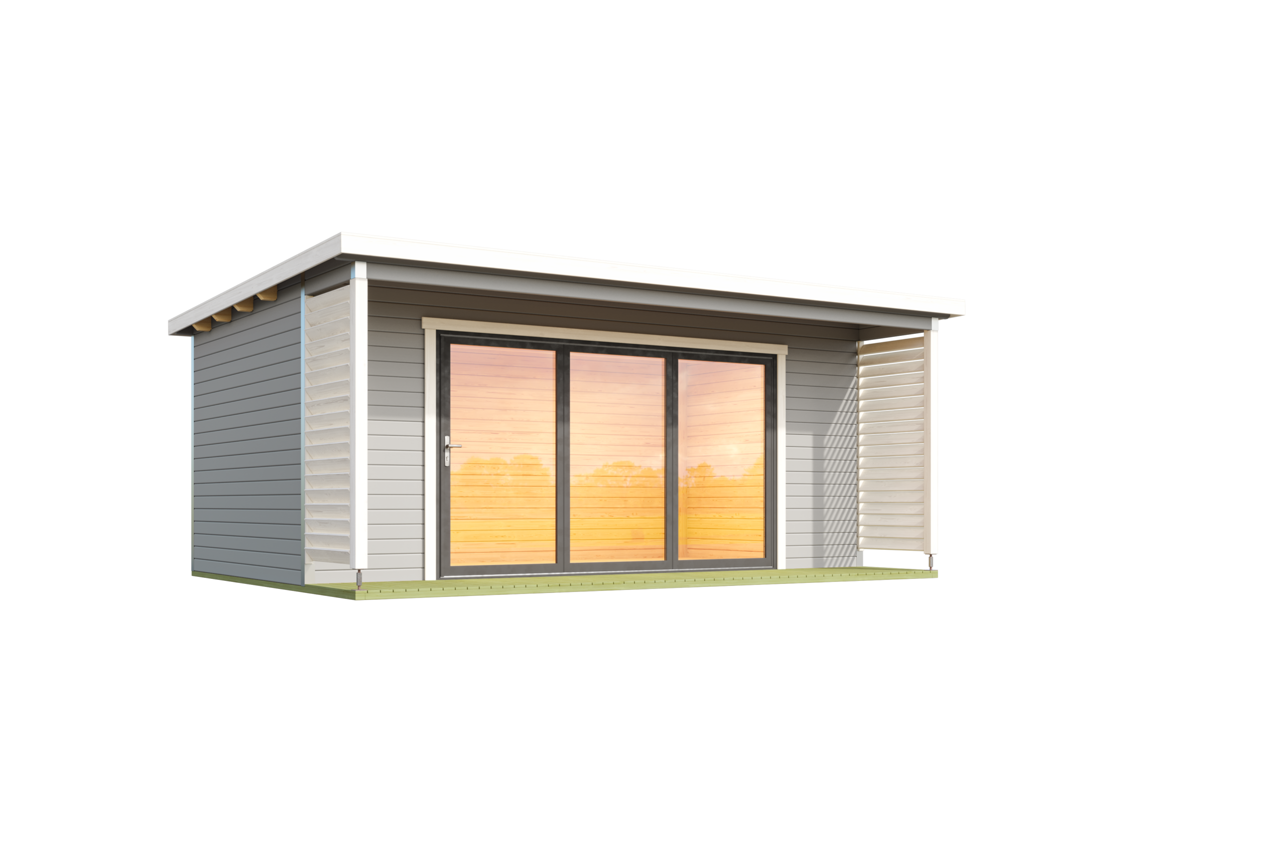 Pihamökki Live3 alumiiniliukuovella vaaleanharmaa