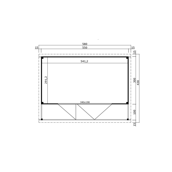 Pihamökki Live3 alumiiniliukuovella mitat