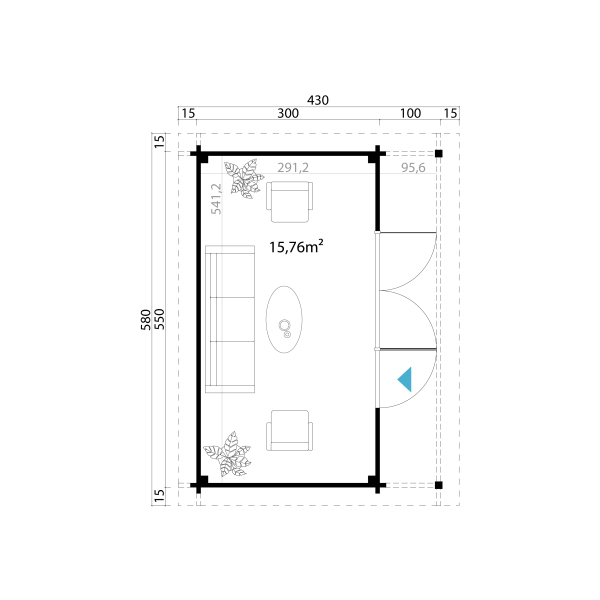 Suvemaja Live3 joonis sisustusega