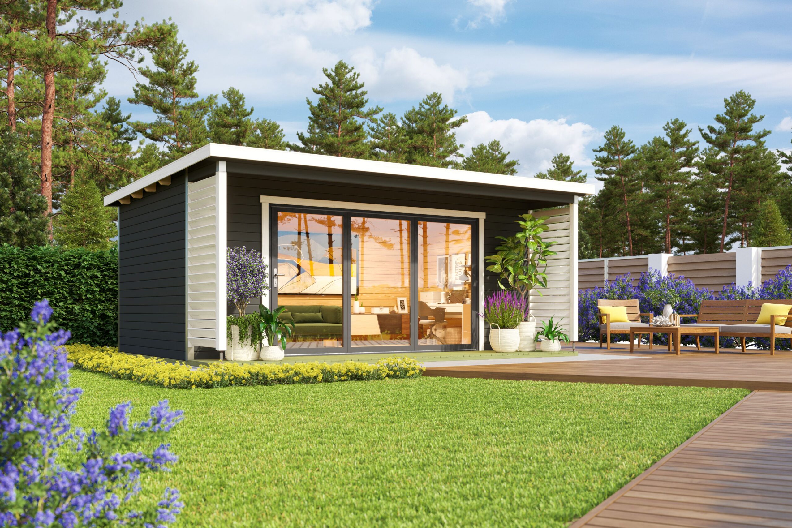 Pihamökki Live3 alumiiniliukuovella tummanharmaa