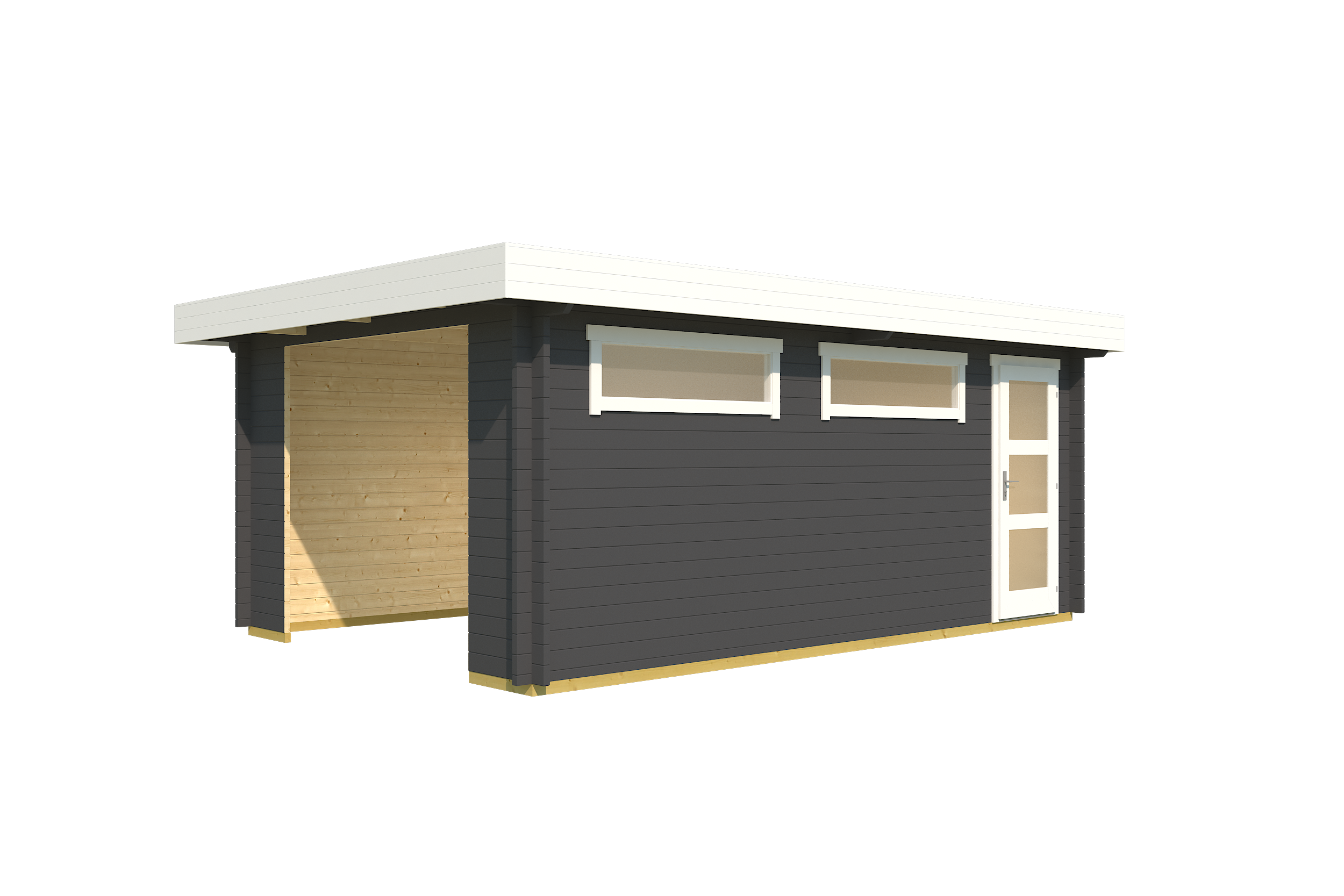 autotalli Canberra tummanharmaa