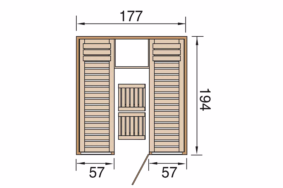 Kylpyhuonesauna Kaarina 175×192 piirustus