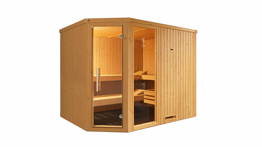 Kylpyhuonesauna Varberg ikkunalla